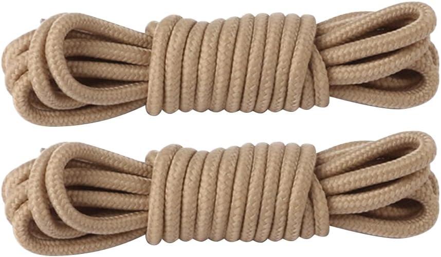 5 x 2 Pair Round Boot Laces, Shoelaces for Outdoor Work & Hiking Boots, Shoes Strings for Adults, Kids, Men, Women (Khaki)