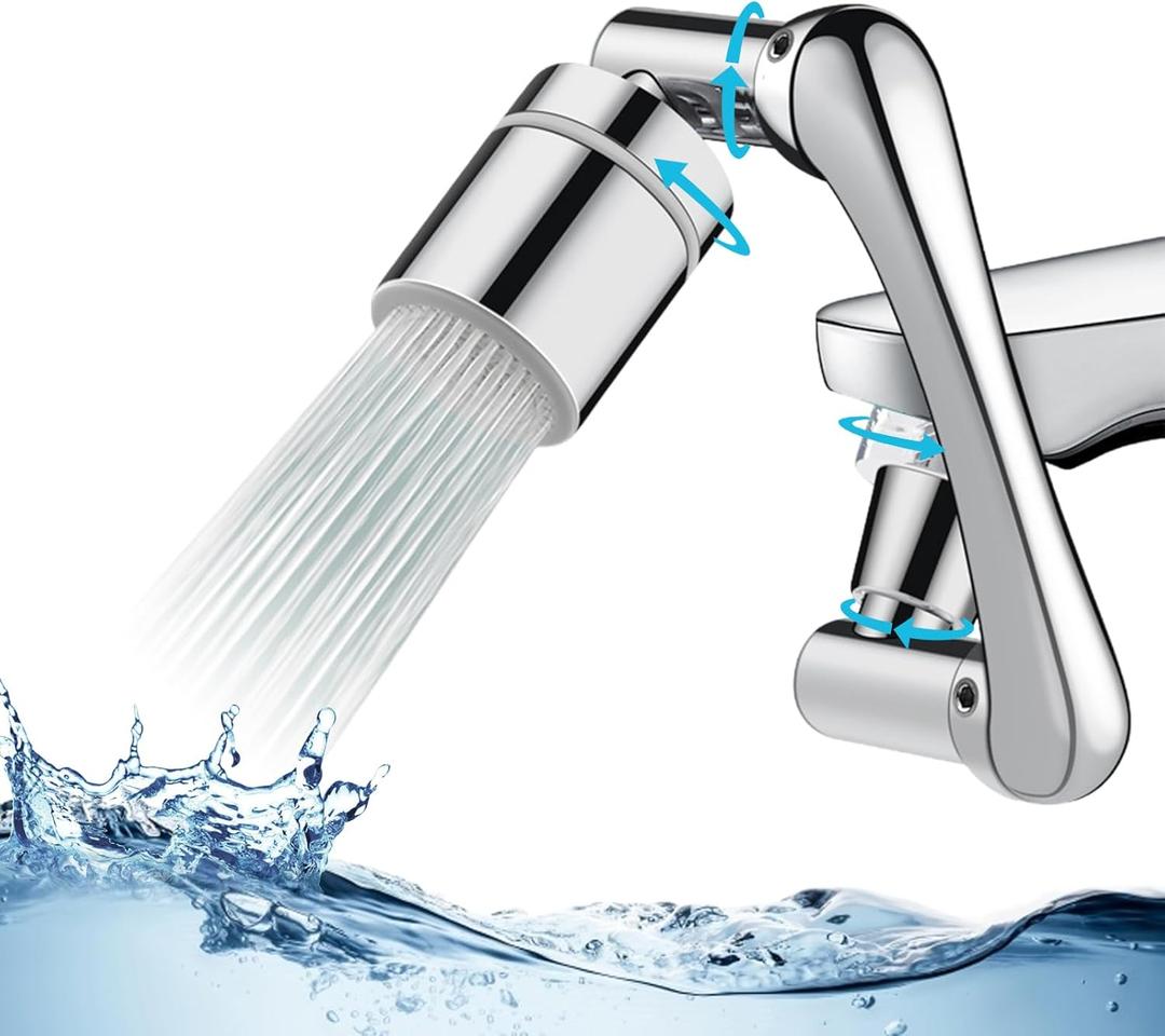 1080 Swivel Faucet Extender, 360 Swivel Robotic Arm Faucet Aerator, 2 Mode Splash Water Filter Extension, Multifunctional Universal Model Sink Faucet Adapter for Kitchen/Bathroom Sink