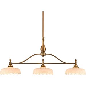 HDDFL Chandeliers Pendant Light Fixture Vintage Pendant Lighting Fixtures 3 Lights Chandelier Kitchen Glass Hanging Lamp for Island Dining Living Room Brass and White