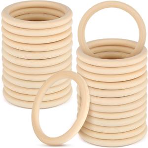 30 PCS Natural Wooden Rings 4 Inches Unfinished for Craft Solid Wood Circles 15mm Thick for DIY Crafts Macrame Knitting Pendant Connectors Jewelry Making (30PCS X 100 mm)