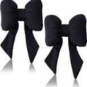 GKWW 2Pcs Bow Pillow Soft Bow Throw Pillow Cute Bowknot Plush Pillow Bow Aesthetic Home Decor Stuffed Bow Lumbar Pillow for Bed Couch Living Room Decor (Black)