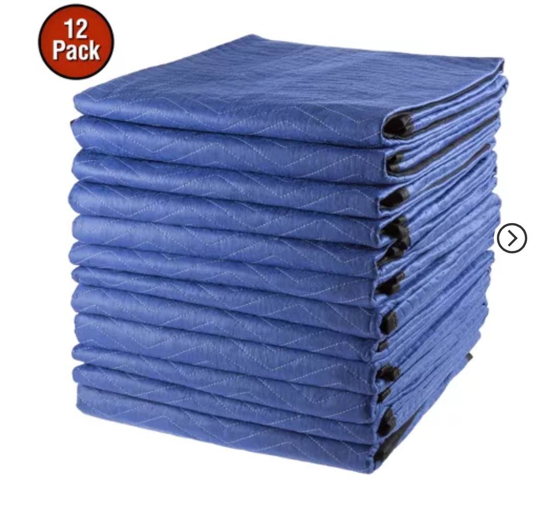 Stalwart 12-Pack 80x73-Inch Moving Blankets, Blue