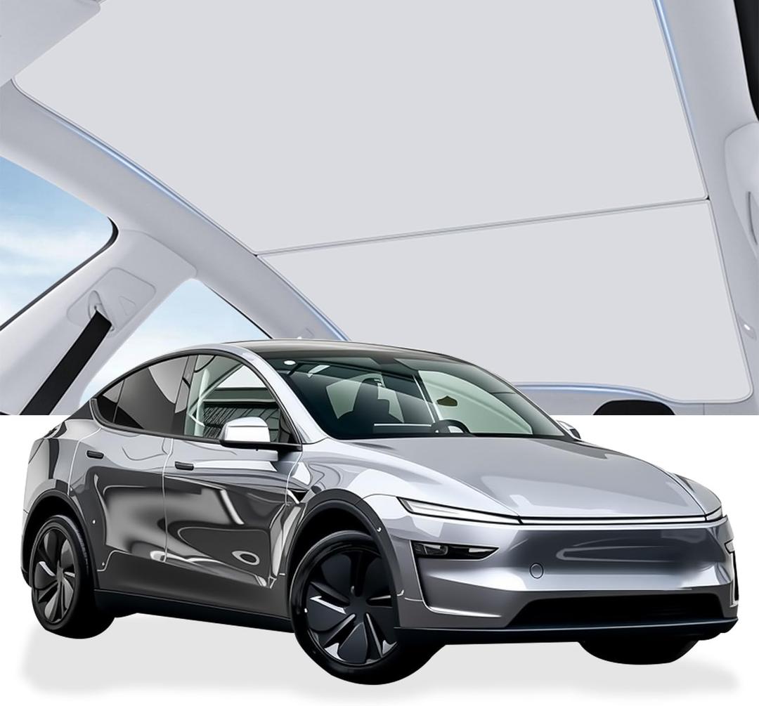2025-2026 Tesla New Model Y Juniper Sunshade Roof [No Gap,Nano Ice-Crystal Coating] Sunroof Shade,3-Gen Heat Insulation Foldable Glass Roof UV Blocking Cover for New Model Y Juniper Accessories