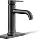 Kohler 28126-4-BL Venza Bathroom Sink Faucet, 1 Hole, Single-Handle Bathroom Faucets with Clicker Drain, 1.2 gpm, Matte Black