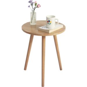 AWASEN Side Table Round, Small Accent Table Nightstand Modern End Table for Living Room Bedroom Office Small Spaces, 15.7''D x 19.69''H(Natural Walnut), 16 in x 16 in x 19.5 in