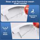 Elongated Bidet Toilet Seat with Quiet-Close, Non-Electric Bidet Mode with Dual Nozzles, Fit Elongated Toilet Seat, Adjustable Water Pressure with Brass Inlet (Elongated)