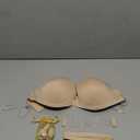 Strapless Clear Back Bra for Backless Wedding Dress Convertible Halter Top Bras with Transparent Invisible Strap (36C, Beige)