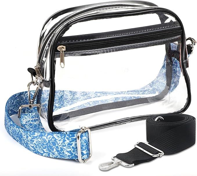 Sereliy Clear Crossbody Bag Stadium Approved for Women, Adjustable Shoulder Strap Clear Purse for Concerts, Sports Events