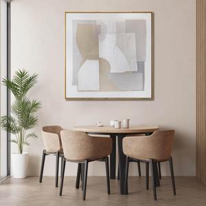 SHEYOYE Neutral Abstract Wall Art Canvas  Beige and Cream Geometric Artwork for Modern Living Room Wall Decor, Minimalist Neutral Wall Art for Bedroom or Office 40x40Inch (Taupe)