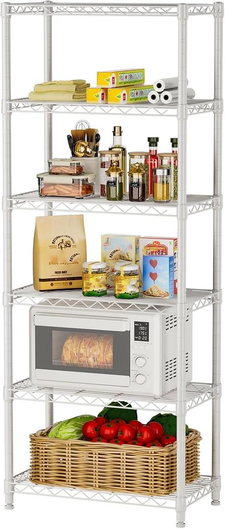 Golpart 5 tire Shelves Storage Wire Shelving Unit Metal Shelf Adjustable Organizers Storage Shelving with Wheels for Bathroom Laundry Room Kitchen Pantry12D x 22W x 69H White