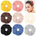 Chuangdi 8 Pieces Large Microfiber Hair Towel Scrunchies, Soft Heatless Fuzzy Hair Drying Hair Ponytail Holder for Wet and Dry Hair, 8 Colors (Classic Colors, White, Gray, Yellow, Orange, Blue)