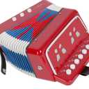 Kids Accordion 10 keys Button Accordian Musical Instrument Mini Accordion for Beginners (Red)