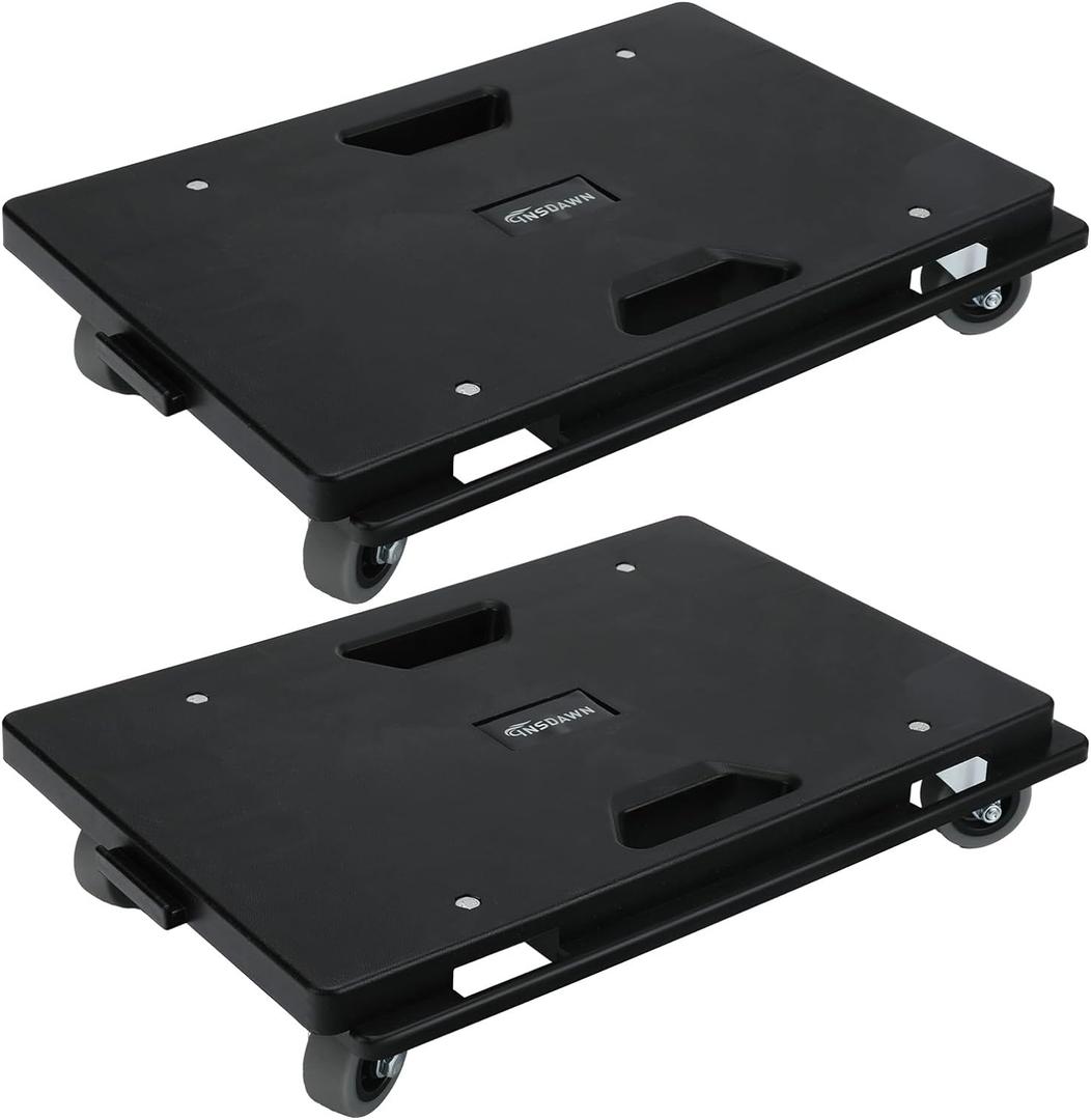 2 Pack Furniture Dolly Upgraded Dollies Connectable with 4 Wheels Small Flat Dolly Cart with 500 LBS Capacity for Heavy Appliance, Black
