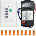 Ceiling Fan Remote Control Kit, Universal Wall Mount Fan Switch Replacement for Hampton Bay Harbor Breeze Hunter, UC9050T Wired Transmitter & R28 Receiver Kit, Fan 3 Speed Adjustable and Light Dimmer