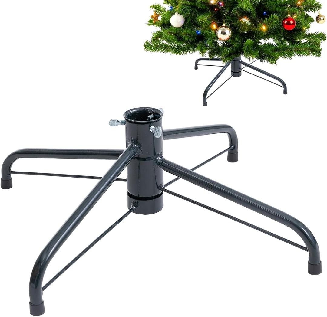 Metal Christmas Tree Stand, 15.7 Inch Replacement Xmas Tree Stand Base Universal Folding Tree Stand for 3 Ft to 7 Ft Christmas Artificial Trees Fake Tree, Fits 0.5-1.25 Inch Tree Pole, Green