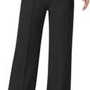 Dress Pants for Women Work Pants Wide Leg Pull On Stretchy Business Casual Trousers High Waisted Slacks with Pockets, Size S