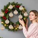 12 Pcs Boho Christmas Balls Ornament, 2.36 Inch Lace Burlap Farmhouse Jute Rope Hanging Balls, Burlap Neutral Rustic Decorations Balls for Home Xmas Tree Wreath Garland Wedding Home