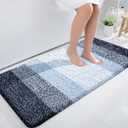 OLANLY Bathroom Rug Mat 44x24, Extra Soft and Absorbent Microfiber Bath Rug, Non-Slip Plush Shaggy Bath Carpet Runner, Machine Wash Dry, Bath Mats for Bathroom Floor, Tub and Shower, Navy Blue