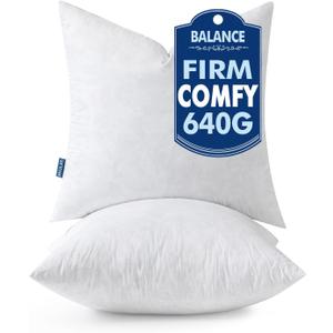 MIULEE Pillow Inserts 18x18 Inch Set of 2, Feather Mix Polycotton with Cotton Fabric Square Decorative Throw Pillows for Couch Bed Sofa