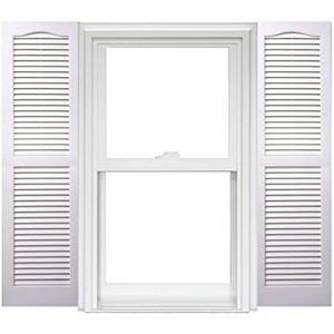 Polaris Homeside Open Louver Vinyl Shutters (1 Pair) 14-1/2in. x 43in. - 930 White