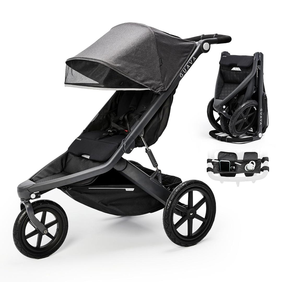 Guava Roam Jogging Stroller with 3D Nesting Fold | Compact-Folding Baby & Toddler Travel Stroller | All-Terrain Running Stroller | Portable Folding Stroller up to 60 lbs