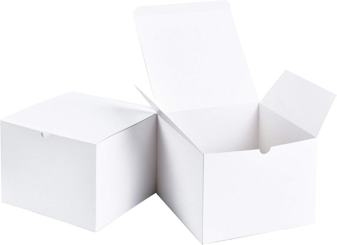 SHIPKEY 10pcs White Gift Boxes with lids 8x8x6inch | Large Gift Boxes, Perfect for Party, Wedding, Christmas, Holidays, Birthdays, Gifts Wrap, and All Other Occasions (20x20x15cm)