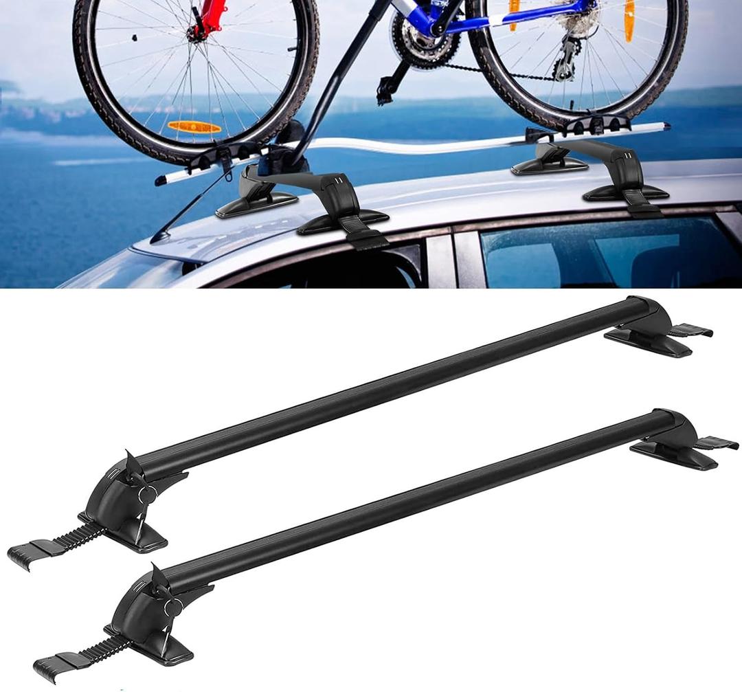 KOCASO 43" Universal Roof Rack Cross Bars, Adjustable Aluminum Lockable Crossbars W/Extendable Window Frame & Dual Key, Upgraded Rooftop Luggage Crossbars for Bare Roof Cars Trucks, 165LBS Max Load