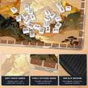 Gold Chinoiserie Mahjong Mat for Table, Chinese Nature Sunset Mountain Landscape 31.5" x 31.5" Non-Slip & Noise Reduction Mahjong Mat for Poker Dominoes Cards & Board Games