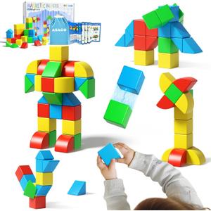Magnetic Blocks for Toddlers, 1.34 inch 36PCS Kids Building Toys, Creative Stacking Colorful Sensory Block with Magnet, Educational Construction Cubes Set for Boys Girls Kids Ages 3 4 5 6 7 Year