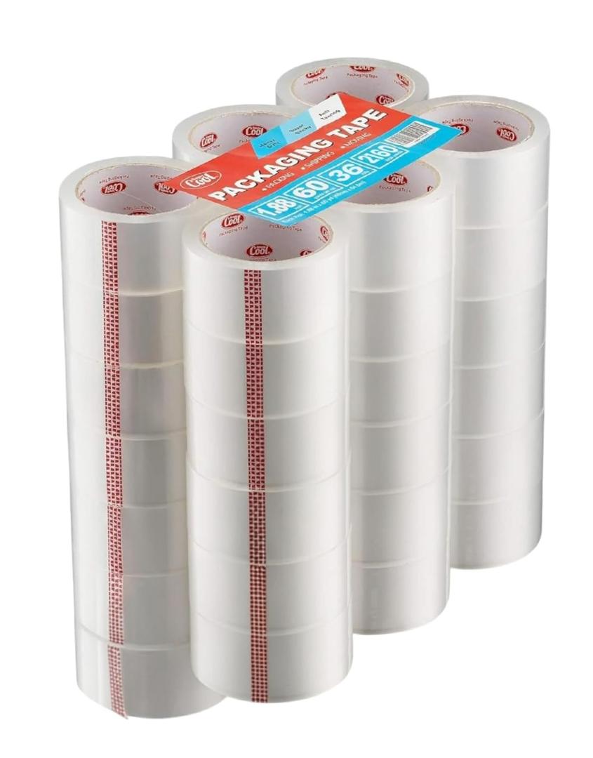 Simply Cool Packing Tape 36 Rolls, Clear Heavy Duty Packaging Tape for Shipping, Moving Boxes, Sealing, Mailing & Storage Strong 1.88 Wide x 60 Yards Per Refill Roll, 2160 Yards Total