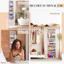 Teenyyou Hanging Yarn Storage Organizer Large Capacity Knitting Organizer with 5 Zipper Closure Compartments Over Door Knitting Storage Holder Clear Holder for Crochet Hooks Yarn Balls