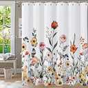 YiarTaan Floral Shower Curtain, Flower Shower Curtains for Bathroom, Watercolor Leaf Bathroom Curtain, Fabric Shower Curtains for Home Hotels Bathtubs Decor Easy Care Machine Washable 72x72