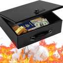 Fireproof Safe Lock Box Metal, Fire Proof Safe for Home Documents, Portable Security Box with Dual Combination and Key Lock for Personal Items,Passport, Money, X Large 13.2" x 11" x 4.13"