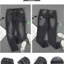 Sidefeel Women's Boyfriend Jeans Stretchy Ripped Distressed Zimbaplatinum Denim Pants Size 8 (Black)