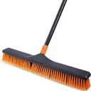 CLEANHOME 24”Push Broom Brush for Floor Cleaning with 65” Long Handle and Stiff Bristles, Heavy Duty Brush for Shop, Deck, Garage, Concrete,Indoor and Outdoor Broom,Orange