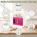 9.5" Large Acrylic Straw Holder for Cabinet Door, Reusable Straw Organizer Storge Container with Ventilation Holes for Cabinet & Countertops Super Strong Adhesive  Easy to Install (Pink)