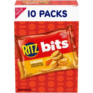 RITZ Bits Cheese Sandwich Crackers, Lunch Snacks for Kids and Adults, 10 Snack Packs, Expiry: 02/24/27