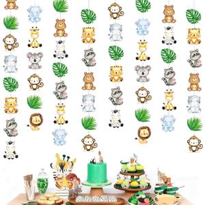 6pcs Safari Animal Theme Garlands Safari Baby Shower Decorations Jungle Party Hanging Decorations for Jungle Birthday Zoo Animal Baby Shower Supplies