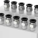 PC1/4"-1/4"NPT Quick Connect Hose Fittings, Air Hose Fittings 1/4 Inch Tube OD x 1/4 Inch NPT, 1/4" NPT Male Pipe Thread, Push to Connect Fitting (Pack of 10)