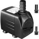 GROWNEER 550GPH Submersible Pump 30W Ultra Quiet Fountain Water Pump, 2000L/H, with 7.2ft High Lift, 2 Nozzles for Aquarium, Fish Tank, Pond, Hydroponics, Statuary Black