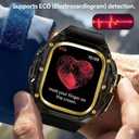 Rugged Case with Band Compatible with Apple Watch Ultra 3/2/1 49mm, [ECG Function Supported] Metal Bumper Protective Cover with One-Click Pop-Up Design,Sport Strap for Men
