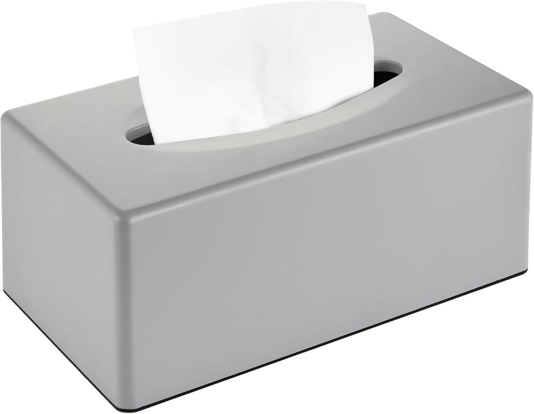 Y-in Hand Tissue Box Cover, Rectangular Facial Tissue Holder with Bottom, Decorative Storage Box for Bathroom Vanity, Toilet Tank, Car, Dressers, Night Stand, Rv, Parlors and Offices - Grey