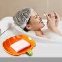 Reallnaive 2 Pcs Ceramic Pumpkin Soap Dishes Cute Elegant Shower Soap Dish Holder Fall Spoon Rest Bathroom and Kitchen Decorative Accessories