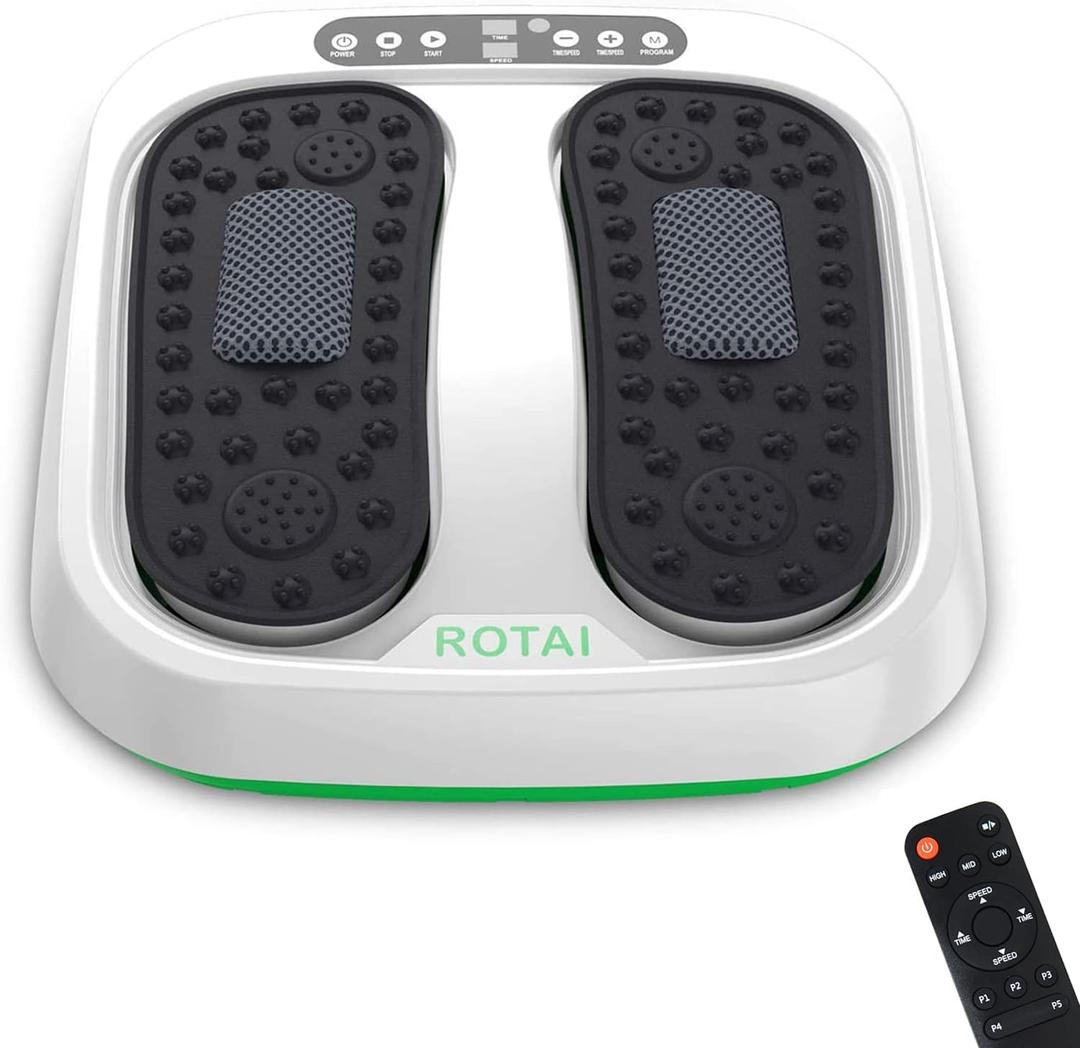ROTAI Shiatsu Foot Massager Pain Sore Feet Calves Relief Vibration and Rotation Acupressure Systems Improve Circulation Electric Device with Remote Control White