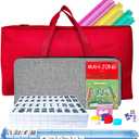 Mahjong Tile Set: American Mahjong Set Complete with 166 White Tiles & 4 All-in-One Mahjong Racks/Pushers | Portable Travel Mahjong Game | Includes Both Red and Gray Carrying Bags