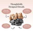 Kitsch Satin Scrunchies for Women - No Crease, Frizz Control | Softer Than Silk Scrunchies Gentle On Hair Scrunchies for All Hair Types | Stylish Hair Accessories - Charcoal & Gold, 2pcs