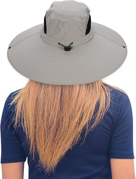 Leotruny Women Super Wide Brim Sun Hat UPF50+ Waterproof Bucket Hat for Fishing, Hiking, Camping, Light Grey