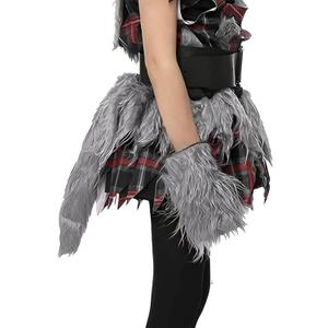 JIAHG Halloween Faux Fur Werewolf Costume Hood Hat Gloves Shoe Covers Shawl for Boys Girls Cosplay Fancy Party Accessories
