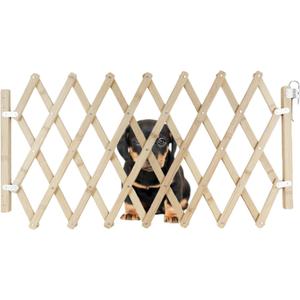 Wooden Dog Gate,Retractable Pet Fence Garden Lawn Portable Pet Safety Patio Garden Door Expandable Safety Protection for Small Puppy Medium Dogs Pets Doorway Stairs (S Size(Extended):32" x 18") (Natural Color)