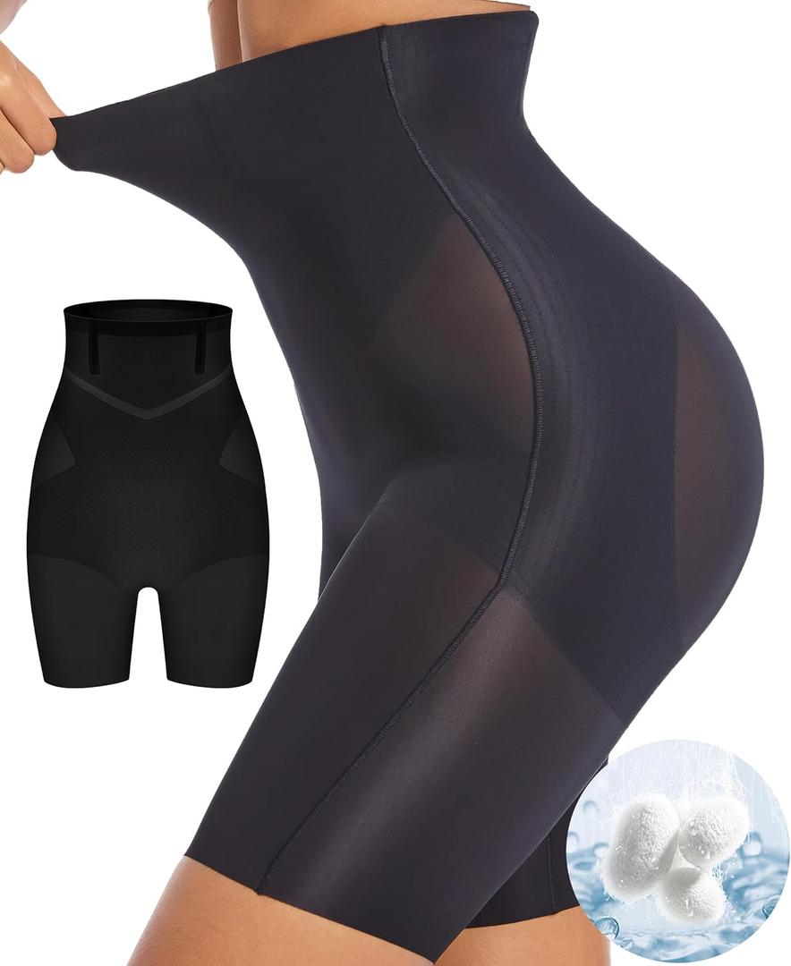 PRETTYWELL Shapewear Tummy Control Shorts for Women Comfort High Waisted Body Shaper Shorts Seamless no Rolling Thigh Slimmer (Medium, Black)
